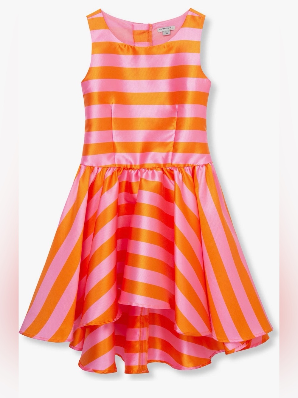 NWT Habitual Kids Pink & Orange Striped High-Low Party Dress Size 14